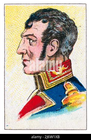 Historia de Catalunya. Mariano Alvarez de Castro (1749-1810), général español defensor de la plaza de Girona ante los franceses. Cromo de Xacolata Juncosa. Año 1932. Auteur: Albert Mestre Moragas. Banque D'Images