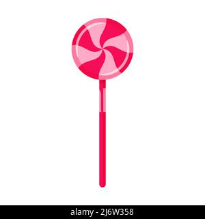 Rose bonbon. Sucrerie, riche en calories, nourriture malsaine, dessert, gâteries. Illustration à vecteur de couleur dans un style de dessin animé à plat. Isolé sur un backgro blanc Illustration de Vecteur