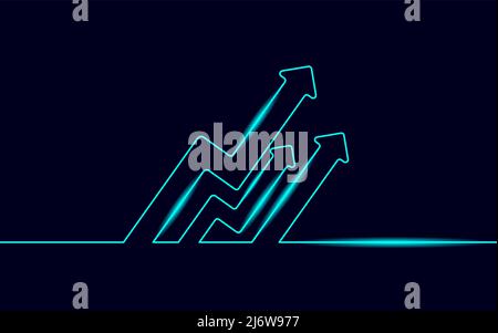 Une seule ligne continue vers le haut. Croissance graphique de bénéfices conception de financement économique. Une illustration vectorielle de mise en plan Illustration de Vecteur