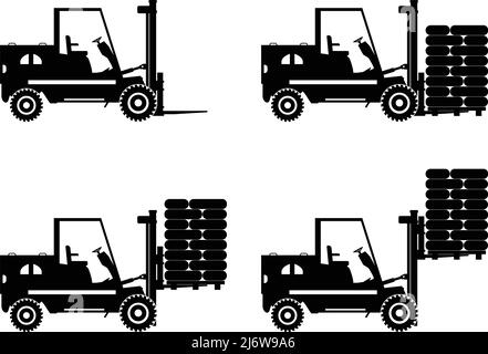 Illustration détaillée des chariots élévateurs, de l'équipement lourd et des machines Illustration de Vecteur