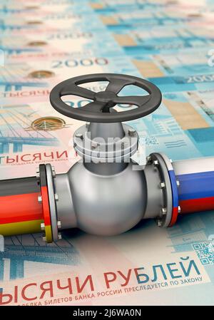 Nord Stream 2 - approvisionnement en gaz uniquement contre les roubles, format portrait Banque D'Images