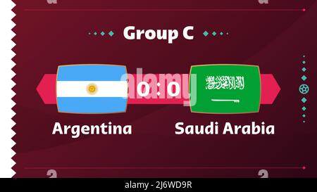 Argentine contre Arabie Saoudite, football 2022, Groupe C. World football Competition championnat match contre les équipes intro sport fond, championnat com Illustration de Vecteur