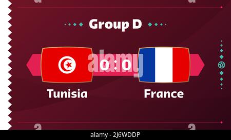 Tunisie contre France, football 2022, Groupe D. compétition mondiale de football match contre équipes intro sport fond, championnat de compétition Illustration de Vecteur