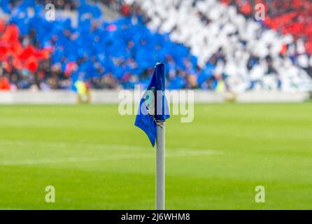 Fans de Linfield à Windsor Park, Belfast. Banque D'Images