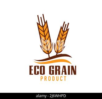 Icône de blé, riz, avoine, barle, millet épis de céréales. Icône vectorielle isolée des épillets jaunes avec grains ou graines mûrs, céréales écologiques, céréales, symbole de boulangerie ou de maison de pain, thèmes agricoles Illustration de Vecteur