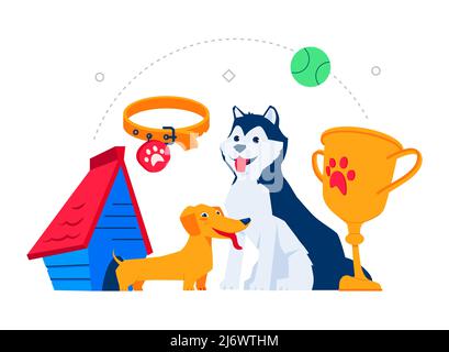 Soins pour animaux et vie animale - affiche vectorielle moderne de couleur Illustration de Vecteur