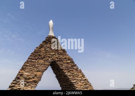 Monument à la Virgen de las Nieves (Snow Virgen), près de la Pico Veleta. Sierra Nevada. Province de Grenade. Andalousie. Espagne Banque D'Images