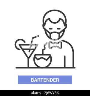 Barman et cocktails - style vectoriel unique icône isolée Illustration de Vecteur