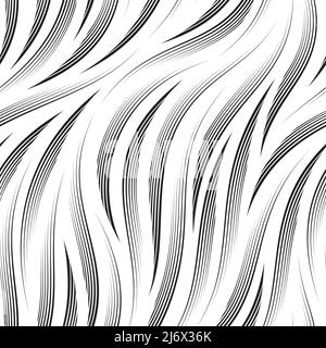 Motif sans couture dessiné par de fines lignes noires sur un fond blanc.texture gracieuse linéaire monochrome. Illustration de Vecteur