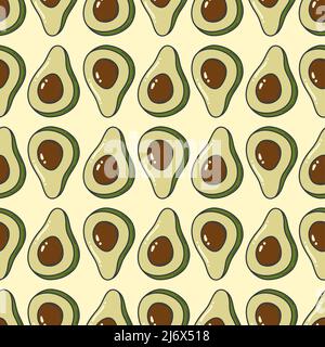 Motif d'avocat sans couture. Arrière-plan de l'illustration isolée de fruits et légumes biologiques. Illustration de Vecteur