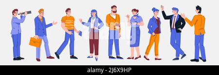 Portrait de groupe de l'équipe d'affaires des professionnels, des responsables et des cadres prêts à travailler, illustration vectorielle plate isolée sur fond blanc Illustration de Vecteur