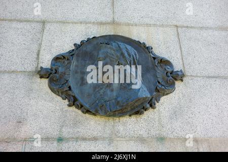 Levée de bronze de la reine Victoria sur la statue équestre de Russell Lambert Boyle dans le parc Central Memorial, Calgary (Alberta). Banque D'Images