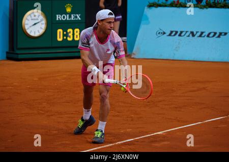 Madrid, Espagne. 04 mai 2022. Tennis: Mutua Madrid Tournoi de tennis ouvert - Madrid, individuel, hommes: Diego Schwartzman (Argentine) V Grigor Dimitrov (Bulgarie). Schwartzman frappe. Crédit: EnriquePSans/Alay Live News Banque D'Images