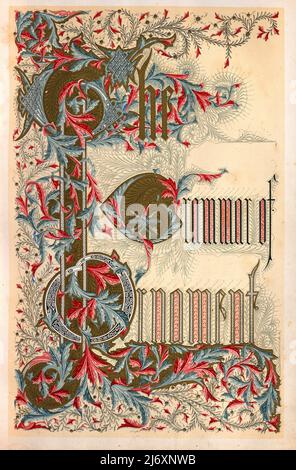 Page de titre ornée pour le livre The Grammar of ornement d'Owen Jones, 1860s, Victorian Decorative Art Banque D'Images