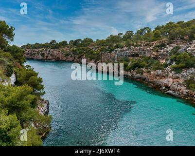 Vue aérienne de Calo des Moro, Majorque en Espagne. Banque D'Images