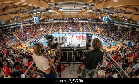 Eurosuole Forum Civitanova Marche en cours de lecture - Cucine Lube Civitanova vs Sir Safety Conad Perugia , Volleyball Italien Serie A Men SuperLeague Championship à Civitanova Marche, Italie, mai 04 2022 Banque D'Images