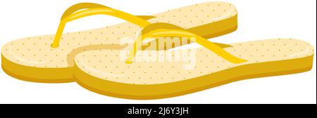 Été jaune, tongs de plage, chaussures pour la mer et la piscine. Une paire de sneakers ouvertes pour femme. Illustration vectorielle de couleur plate. Isolé sur blanc Illustration de Vecteur