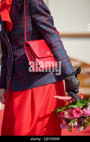 La reine Margrethe II du Danemark assiste à une cérémonie marquant le début de la saison de voile du navire royal Dannebrog dans le port de Copenhague, au Danemark, le 4 mai 2022. Le Royal Ship Dannebro célèbre son anniversaire de 90th en 2022. Photo de Stefan Lindblom/Stella Pictures/ABACAPRESS.COM Banque D'Images