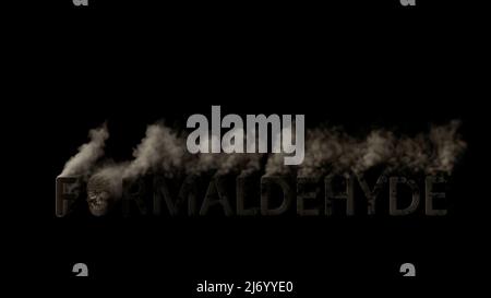 Texte formaldéhyde avec crâne fumage sur bg noir, isolé - industriel 3D illustration Banque D'Images