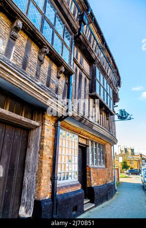 Façade de l'édifice Greenland Fishery à pans de bois, construit entre 1605 et 8, King's Lynn, Norfolk, Royaume-Uni Banque D'Images