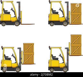 Chariots élévateurs. Machines de construction lourdes. Illustration de Vecteur