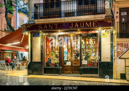 Cafe Sant Jaume, quartier El Carmen, Valence, Communauté Valencienne, Espagne Banque D'Images