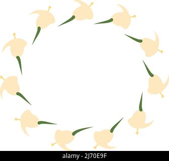 Cadre rond de fleurs dans des tons tendance dans un style de dessin animé minimaliste. Convient aux carnets, inscriptions, lettrage, serviettes, serviettes, affiches, bannière. Illustration de Vecteur