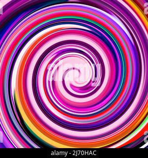 Spirale hypnotique colorée violet rouge tourbillon arrière-plan Banque D'Images