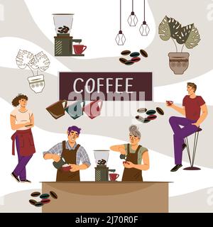 Modèle de bannière pour café-restaurant ou café, illustration vectorielle à plat. Affiche ou bannière pour la publicité dans les médias sociaux et les documents imprimés. Illustration de Vecteur