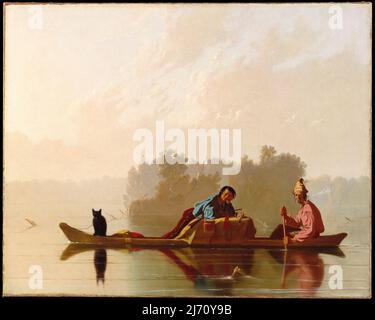 Les marchands de fourrures descendent du Missouri. George Caleb Bingham. 1845 Banque D'Images