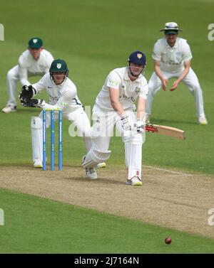 Alex Lees de Durham en action pendant le LV= County Championship, deuxième match de la division à New Road, Worcester. Date de la photo: Jeudi 5 mai 2022. Banque D'Images