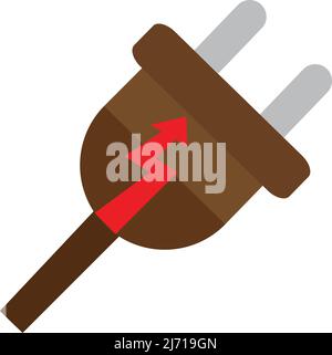 Fiche électrique et icône de choc rouge avec fond blanc Illustration de Vecteur