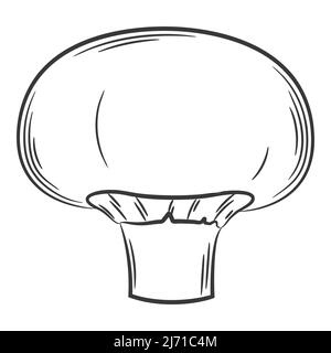 Champignon, champignons. Un légume de style linéaire, dessiné à la main. Ingrédient alimentaire, élément design.Lineart. Illustration vectorielle noir et blanc. Isol Illustration de Vecteur