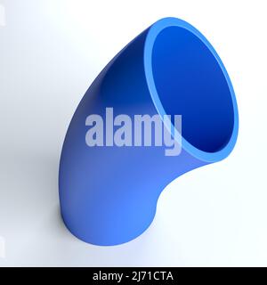 Tube incurvé bleu abstrait sur surface blanche - 3D illustration de rendu Banque D'Images