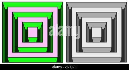 Image vectorielle d'une illusion de labyrinthes volumétriques carrés Banque D'Images