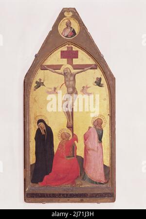 Crucifixion, 1343 (tempera sur panneau) par Daddi, Bernardo (fl.1327-d.1348); Galleria dell'Accademia et Museo degli Strumenti Musicali, Florence, Toscane, Italie; Italien, non protégé par copyright. Banque D'Images