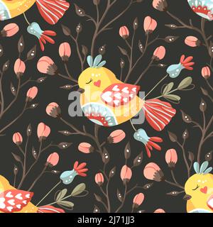Joli motif oiseau sans coutures. Décoration exotique Illustration de Vecteur