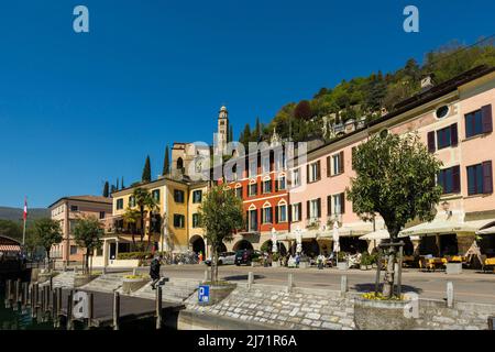 Village du lac, Morcote, lac de Lugano, Lago di Lugano, Tessin, Suisse Banque D'Images