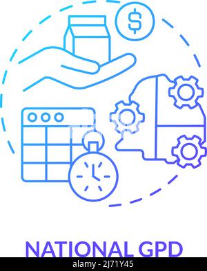 Icône de concept de gradient bleu du PIB national Illustration de Vecteur