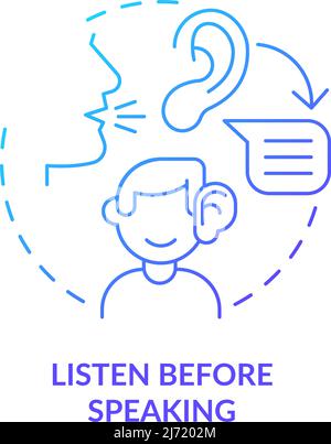 Écoutez avant de parler l'icône de concept de gradient bleu Illustration de Vecteur