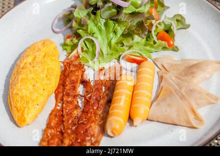 Farine de graisses et de protéines. Repas du matin à l'hôtel. Alimentation saine, alimentation équilibrée Banque D'Images