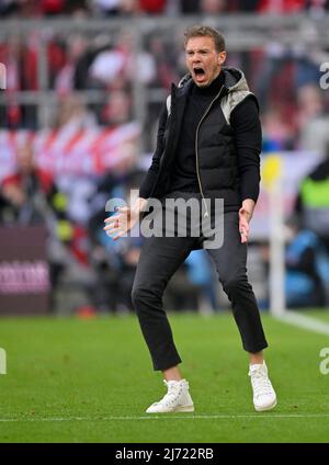 Entraîneur entraîneur entraîneur Julian Nagelsmann FC Bayern Muenchen FCB, Torjubel, Allianz Arena, Muenchen, Bayern, Allemagne Banque D'Images