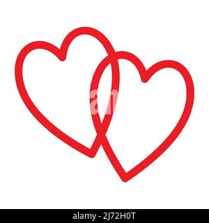 Vecteur cœur rouge isolé sur fond blanc. Icône en forme de coeur dans un design plat. Cœur Doodle. Illustration de Vecteur