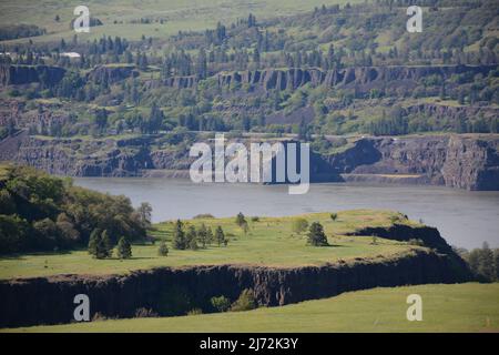 Formations géologiques spectaculaires dans la gorge du fleuve Columbia, vues depuis la réserve Tom McCall, Oregon, États-Unis. Banque D'Images