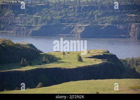 Formations géologiques spectaculaires dans la gorge du fleuve Columbia, vues depuis la réserve Tom McCall, Oregon, États-Unis. Banque D'Images