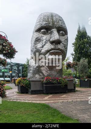 Face de la statue de Wigan Banque D'Images