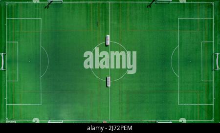 Terrain de football. Vue depuis le dessus de la ligne de terrain de football Banque D'Images