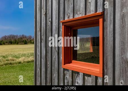 Grange aux intempéries à Thoreson Farm, dans le quartier historique rural de Port Oneida, dans le Sleeping Bear Dunes National Lakeshore, Michigan, États-Unis Banque D'Images