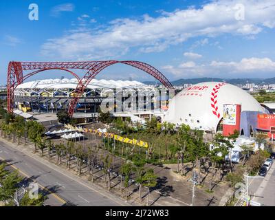 Taichung City, Taïwan - 10 avril 2022 : Stade de baseball intercontinental Taichung. Un stade de baseball dans le quartier de Beitun. Banque D'Images