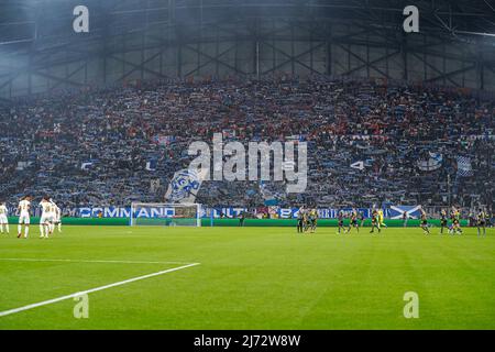 MARSEILLE, FRANCE - MAI 5 : vue du Stade Vélodrome pendant les demi-finales de l'UEFA Europa Conference League, match de deuxième jambe entre l'Olympique Marseille et Feyenoord au Stade Vélodrome le 5 mai 2022 à Marseille, France (photo d'Andre Weening/Orange Pictures) Banque D'Images